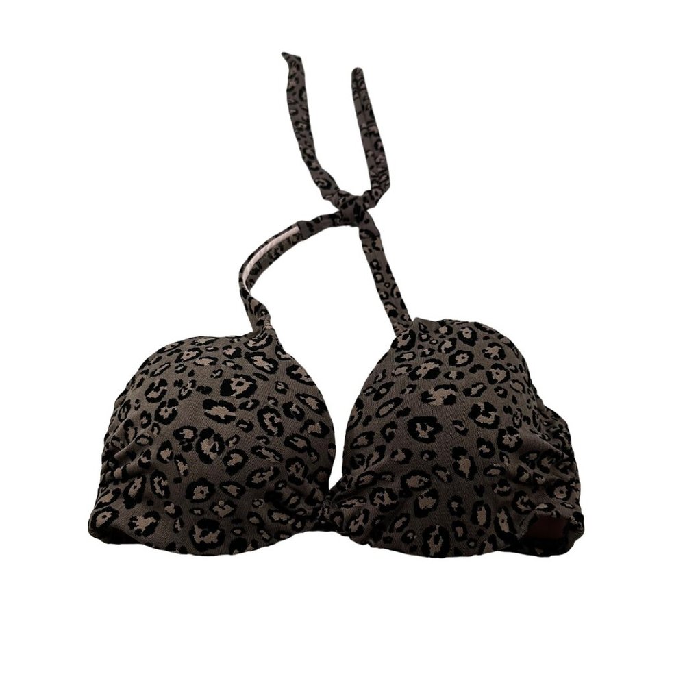 Shade & Shore Brown Leopard Print Halter Bikini Top